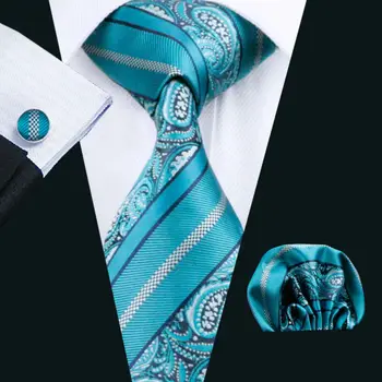 LS-455 Мъжка Вратовръзка От 100% Коприна в Синьо Жаккардовый с Петна Пейсли, Тъкани Класическа Вратовръзка + Шалче + копчета за Ръкавели, Комплекти За Официална Сватба, Бизнес Партита