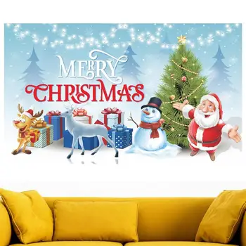 Коледен Банер Фон за Многократна употреба Коледни Банери 6,06*3,6 метра Голям Весел Коледен Банер Снежен човек Елен, Двор Знаци За