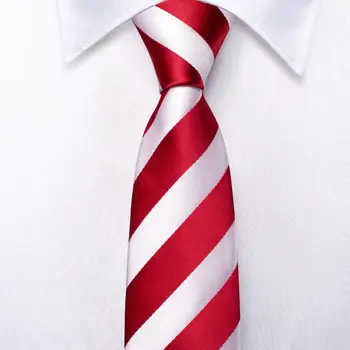 Луксозен Дизайнерски Копринена Вратовръзка В Червено и Бяло Райе За Деца, Ръчно изработени Детски Вратовръзка с Дължина 120 см, ширина 6 см, Модерен Празничен Дропшиппинг Hi-Тай